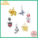 TrustDavis 925 Silver Animal Necklace Rabbit Butterfly Jewelry