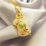 Jade Jacket Pendant Amulet Crystal Natural Necklace Charm Chalcedony 925 Silver