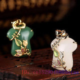 Jade Jacket Pendant Amulet Crystal Natural Necklace Charm Chalcedony 925 Silver