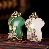 Jade Jacket Pendant Amulet Crystal Natural Necklace Charm Chalcedony 925 Silver