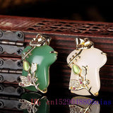 Jade Jacket Pendant Amulet Crystal Natural Necklace Charm Chalcedony 925 Silver