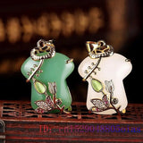 Jade Jacket Pendant Amulet Crystal Natural Necklace Charm Chalcedony 925 Silver