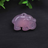 Chinese Green Chalcedony Elephant Jade Pendant Men's Women Agate Necklace