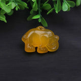 Chinese Green Chalcedony Elephant Jade Pendant Men's Women Agate Necklace