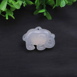 Chinese Green Chalcedony Elephant Jade Pendant Men's Women Agate Necklace