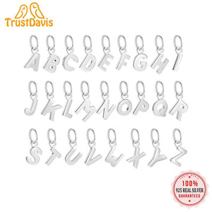 TrustDavis 925 Sterling Silver Letters Charm Pendant Necklace Jewelry DH0020