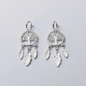 925 Silver Dream Catcher Drop Charms Life Tree Feather Pendant