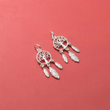 925 Silver Dream Catcher Drop Charms Life Tree Feather Pendant