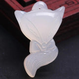 Chrysoprase Fox Pendant Hand Carved Necklace Men Women Gift