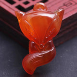 Chrysoprase Fox Pendant Hand Carved Necklace Men Women Gift