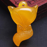 Chrysoprase Fox Pendant Hand Carved Necklace Men Women Gift