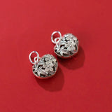 925 Silver Flower Heart Necklace Charms Hollow Out Pendant DIY Jewelry
