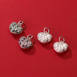 925 Silver Flower Heart Necklace Charms Hollow Out Pendant DIY Jewelry