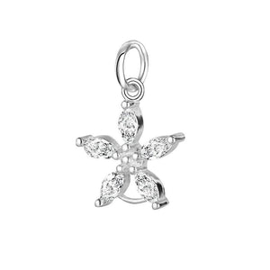 TrustDavis 925 Sterling Silver Flower CZ Charm Pendant DIY Accessories