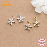 TrustDavis 925 Sterling Silver Flower CZ Charm Pendant DIY Accessories