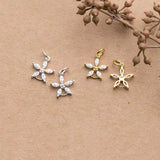TrustDavis 925 Sterling Silver Flower CZ Charm Pendant DIY Accessories