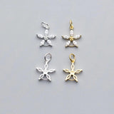 TrustDavis 925 Sterling Silver Flower CZ Charm Pendant DIY Accessories