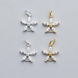 TrustDavis 925 Sterling Silver Flower CZ Charm Pendant DIY Accessories