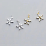 TrustDavis 925 Sterling Silver Flower CZ Charm Pendant DIY Accessories