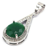 Real Green Emerald Pink Kunzite CZ 925 Silver Pendant