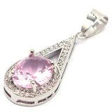 Real Green Emerald Pink Kunzite CZ 925 Silver Pendant