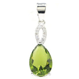 Lovely Green Peridot Red Blood Ruby CZ Women Silver Pendant