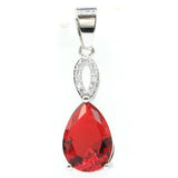 Lovely Green Peridot Red Blood Ruby CZ Women Silver Pendant