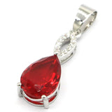 Lovely Green Peridot Red Blood Ruby CZ Women Silver Pendant
