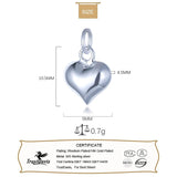 TrustDavis 925 Silver Heart Love Pendant DIY Necklace Fine Jewelry