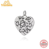 TrustDavis 925 Silver Heart Charm Pendant for Necklace DIY Jewelry DZ501