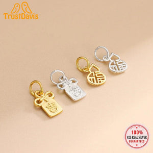 TrustDavis 925 Sterling Silver Hollow Pattern Charm Pendant DIY Jewelry