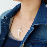 Baroque Cross Pearl Pendant Silver Necklace