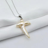 Baroque Cross Pearl Pendant Silver Necklace