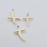 Baroque Cross Pearl Pendant Silver Necklace