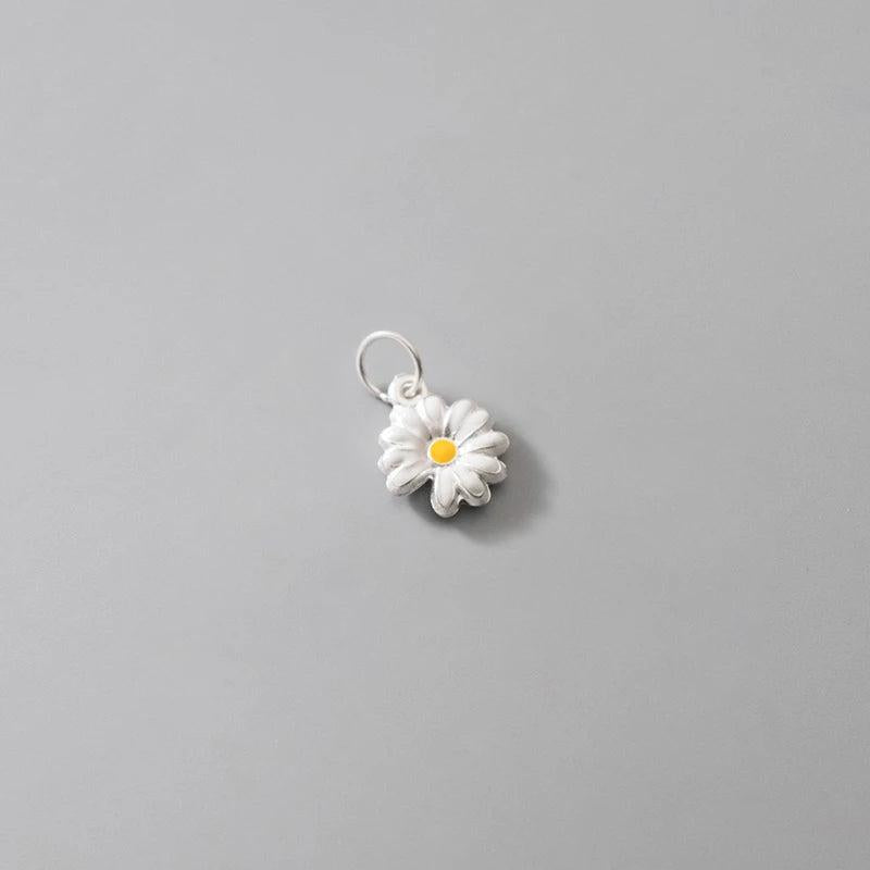 TrustDavis S999 Silver Daisy Flower Pendant DIY Necklace Bracelet Jewelry