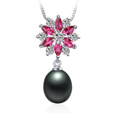 Classic Red Zircons Pendant 925 Sterling Silver Jewelry Women