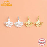 TrustDavis 925 Sterling Silver Ginkgo Charm Pendant DIY Fine Jewelry