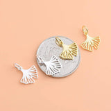 TrustDavis 925 Sterling Silver Ginkgo Charm Pendant DIY Fine Jewelry