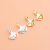 TrustDavis 925 Sterling Silver Ginkgo Charm Pendant DIY Fine Jewelry