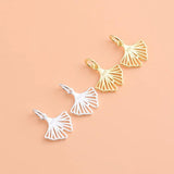 TrustDavis 925 Sterling Silver Ginkgo Charm Pendant DIY Fine Jewelry
