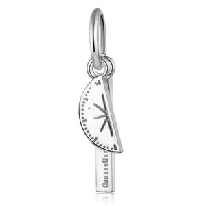 TrustDavis 925 Silver Straightedge Protractor Charm Pendant