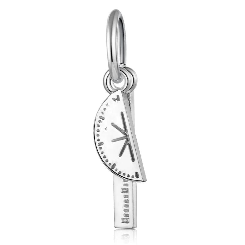 TrustDavis 925 Silver Straightedge Protractor Charm Pendant