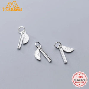 TrustDavis 925 Silver Straightedge Protractor Charm Pendant