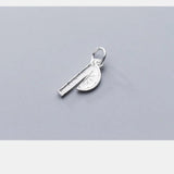 TrustDavis 925 Silver Straightedge Protractor Charm Pendant