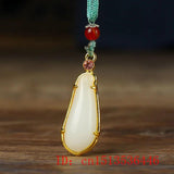 Jade Zucchini Pendant 925 Silver Crystal Charm Necklace