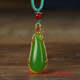 Jade Zucchini Pendant 925 Silver Crystal Charm Necklace