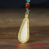 Jade Zucchini Pendant 925 Silver Crystal Charm Necklace
