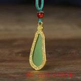 Jade Zucchini Pendant 925 Silver Crystal Charm Necklace