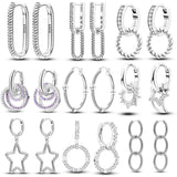 925 Silver Zircon Snake Bone Hoop Earrings DIY Party Wedding