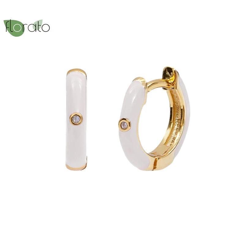 Colorful Enamel Hoop Earrings 925 Silver